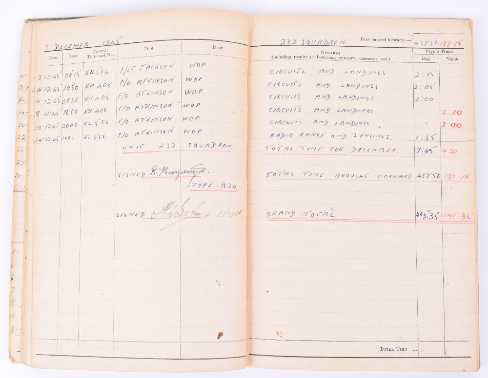 Royal Air Force Navigator’s, Air Bomber's and Air Gunner's Flying Log Book of 1623392 Sgt R Murgatro - Image 6 of 6