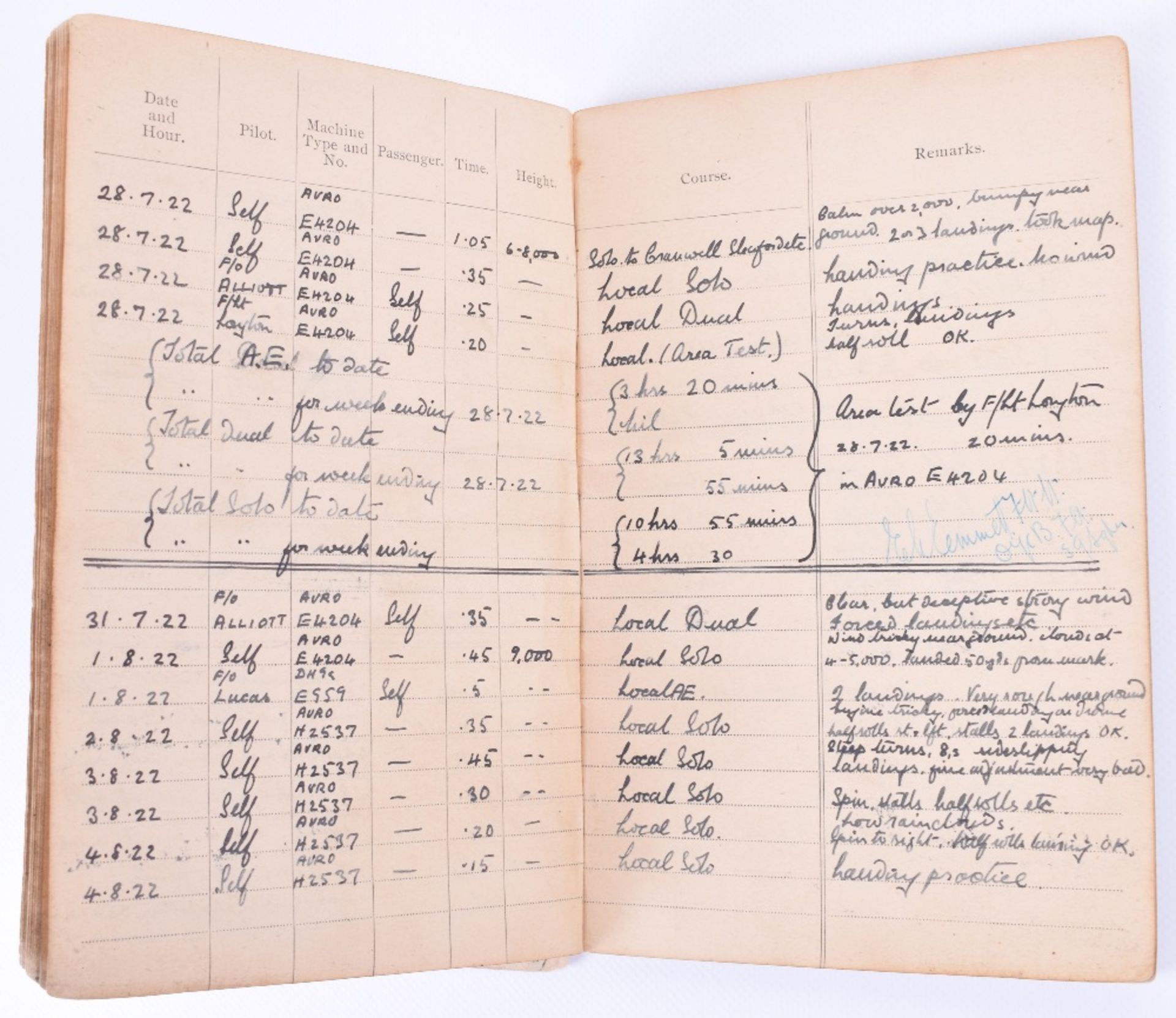 Two Royal Air Force Pilot’s Flying Log Books of F/Lt M Wiblin (Later W/Cmdr) - Image 2 of 5