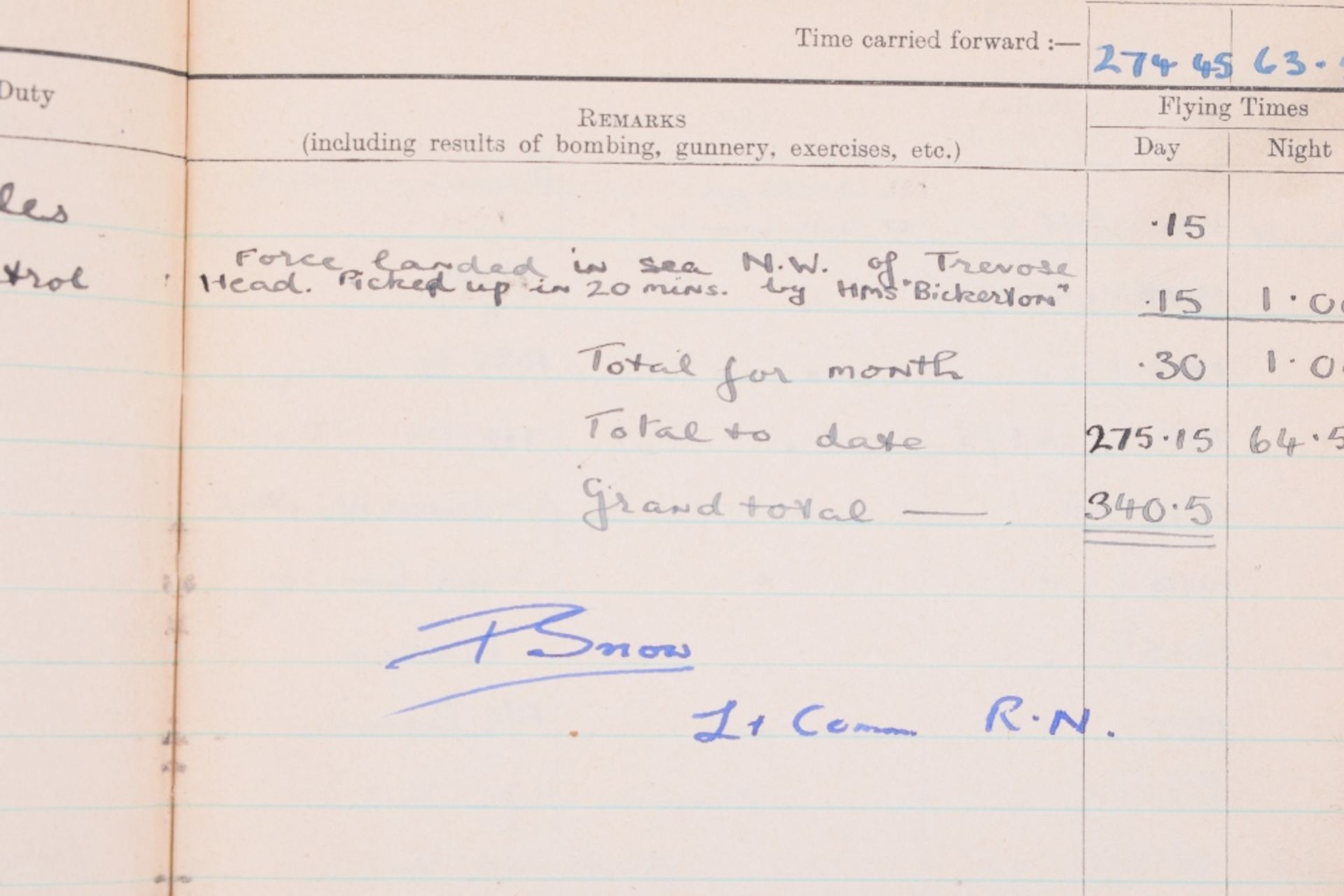 Royal Air Force Observer's and Air Gunner's Flying Log Book of A/G Michael A Parkin - Image 10 of 11