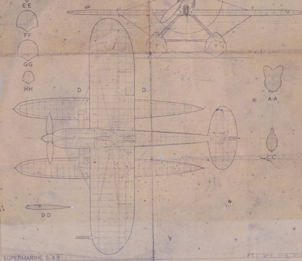 A Technical Blue Print of a Supermarine S.6B Aircraft - Image 3 of 4