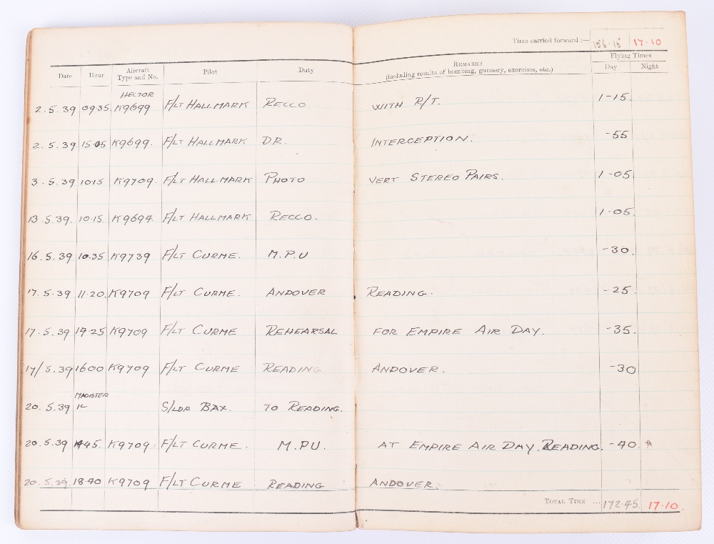 Royal Air Force Observer's and Air Gunner's Flying Log Book of 517775 F/Sgt P H Plater - Image 3 of 9