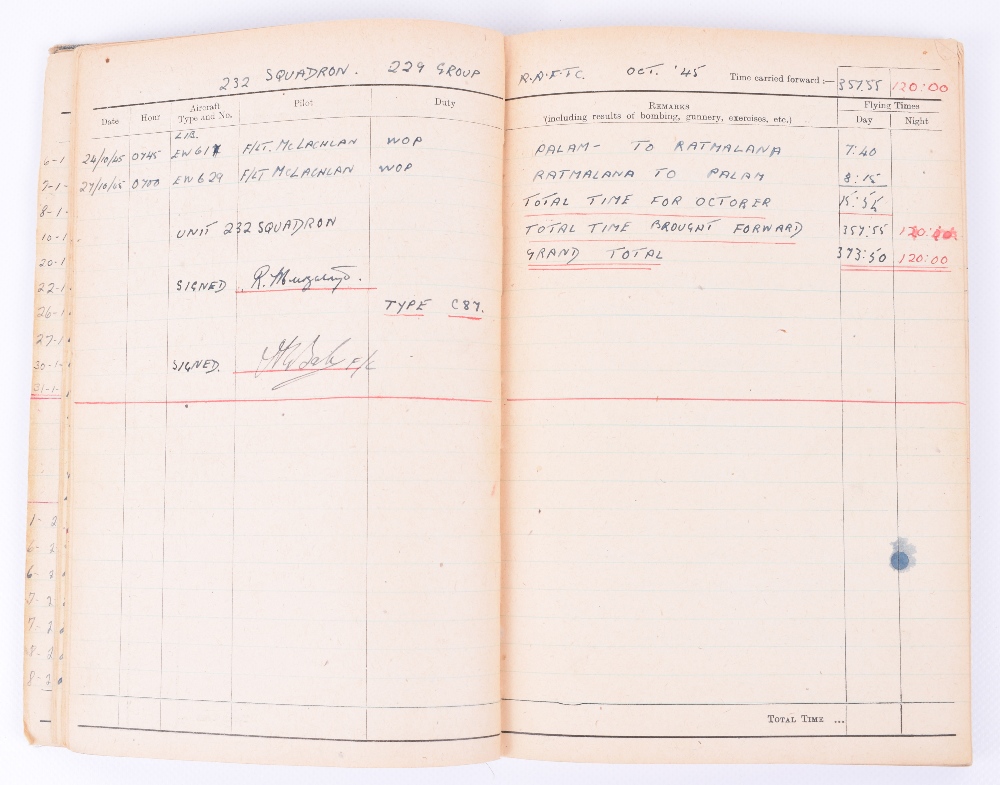 Royal Air Force Navigator’s, Air Bomber's and Air Gunner's Flying Log Book of 1623392 Sgt R Murgatro - Image 5 of 6