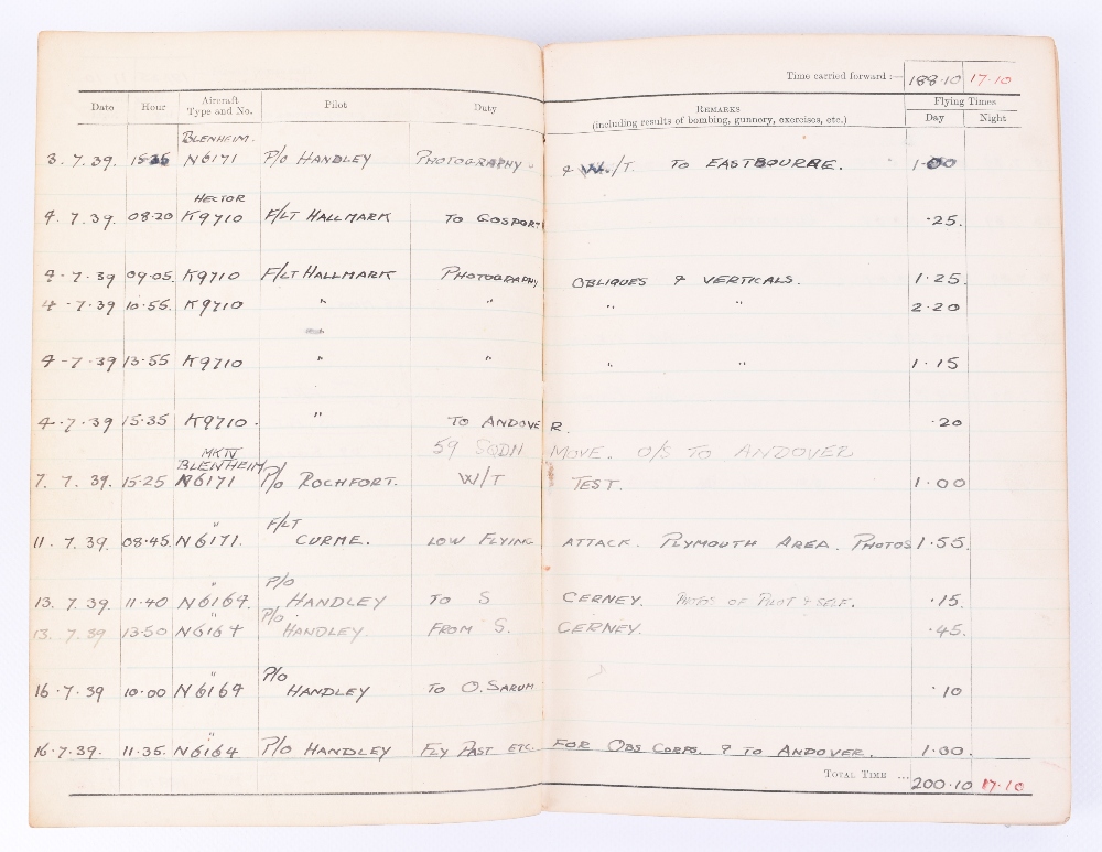 Royal Air Force Observer's and Air Gunner's Flying Log Book of 517775 F/Sgt P H Plater - Image 5 of 9