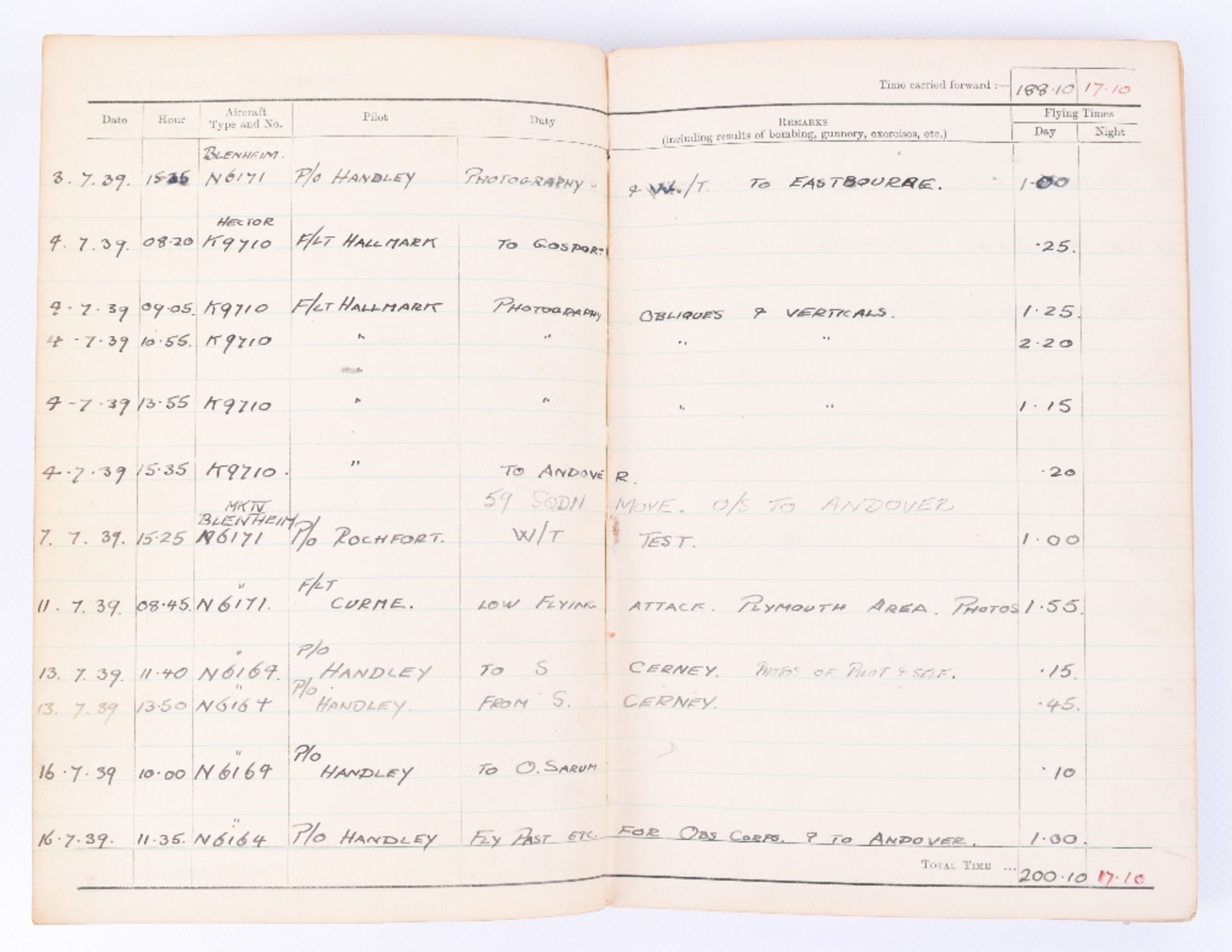 Royal Air Force Observer's and Air Gunner's Flying Log Book of 517775 F/Sgt P H Plater - Image 5 of 9