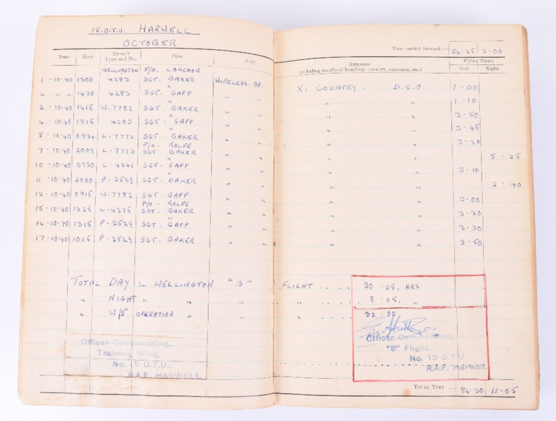 Royal Air Force Observer's and Air Gunner's Flying Log Book of 904081 F/Sgt later 144434 F/Lt H J Da - Image 4 of 11