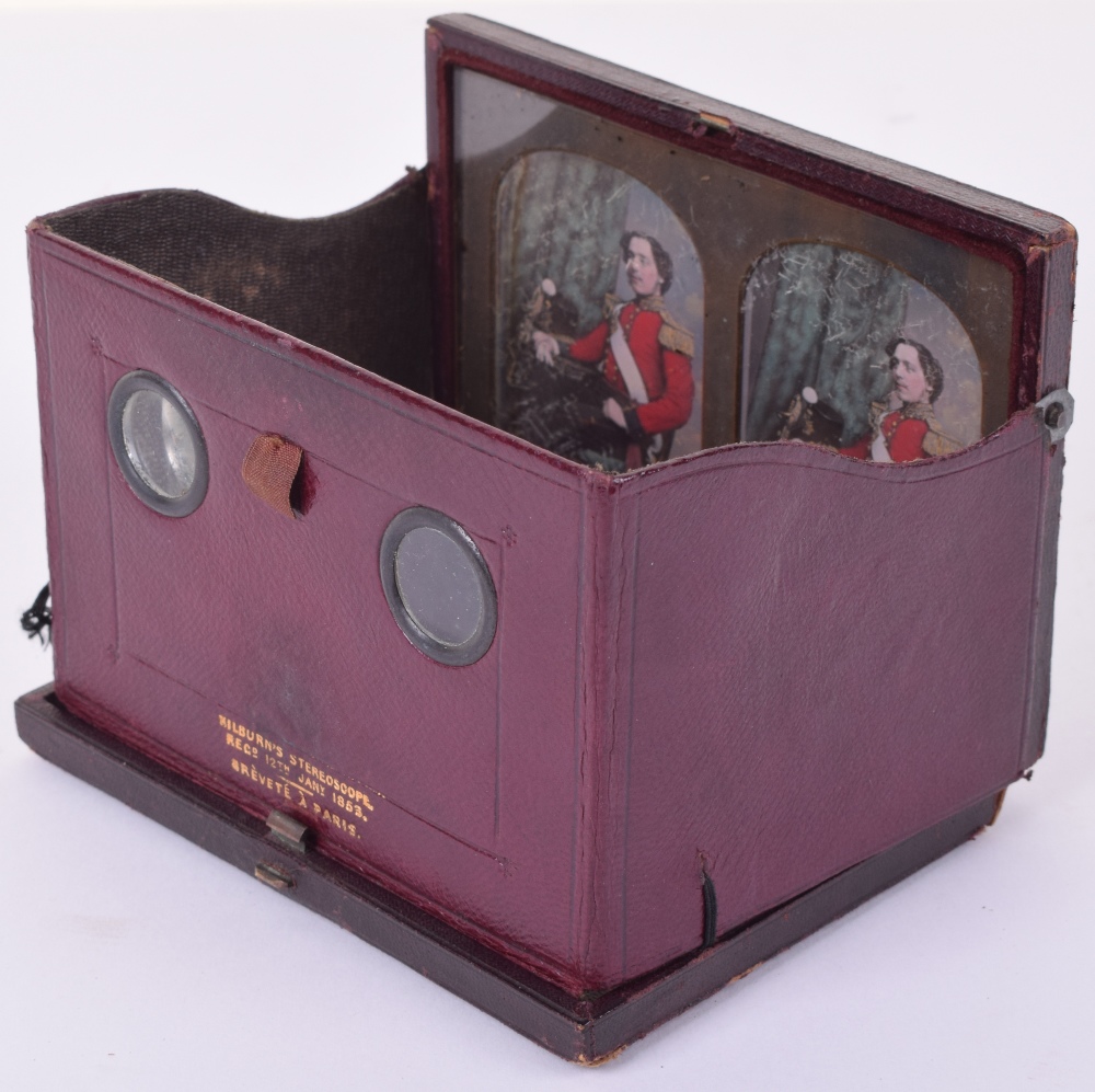 Scarce Early Daguerreotype Photograph of a British Army Officer in Fitted Stereoscope Case by Willia