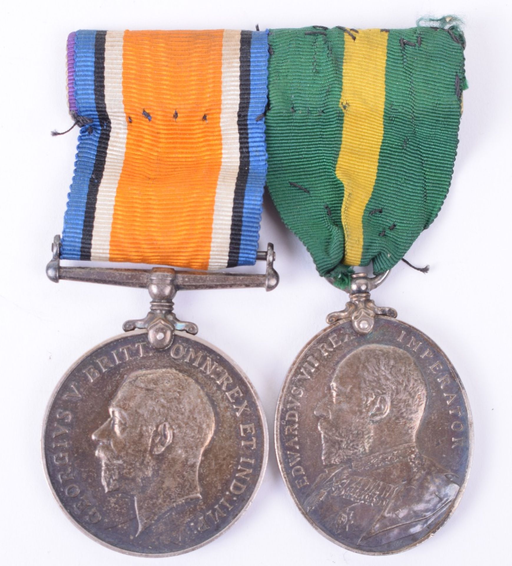 Edward VII Territorial Force Efficiency Medal and WW1 British War Medal Pair, 24th London & Norfolk