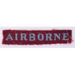 Scarce Early WW2 Embroidered Airborne Title