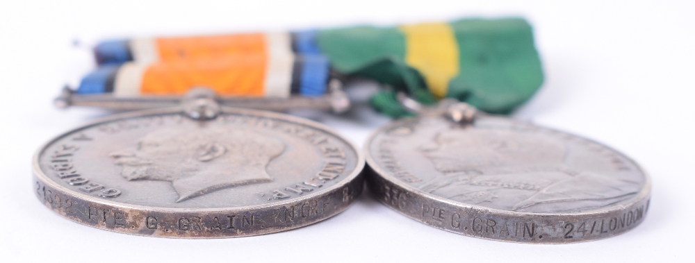 Edward VII Territorial Force Efficiency Medal and WW1 British War Medal Pair, 24th London & Norfolk - Image 2 of 3