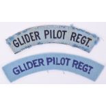 2x WW2 Glider Pilot Regiment Cloth Shoulder Titles