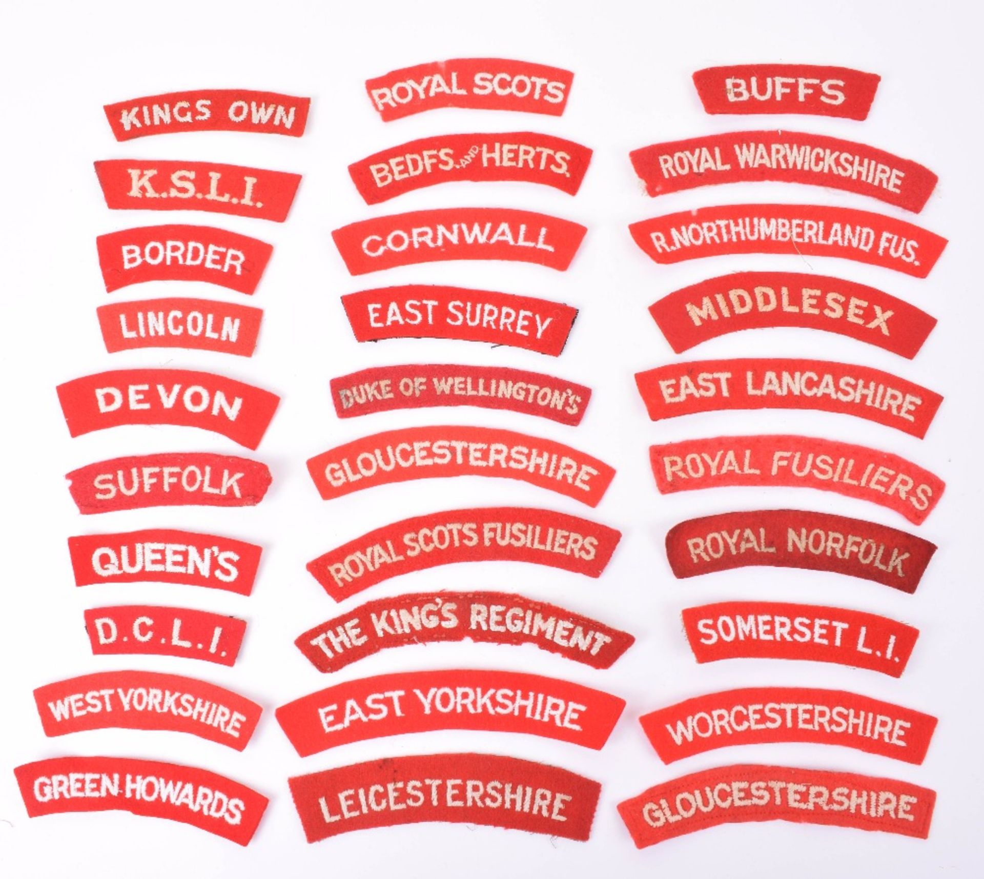 Selection of British Infantry Regiments Cloth Shoulder Titles