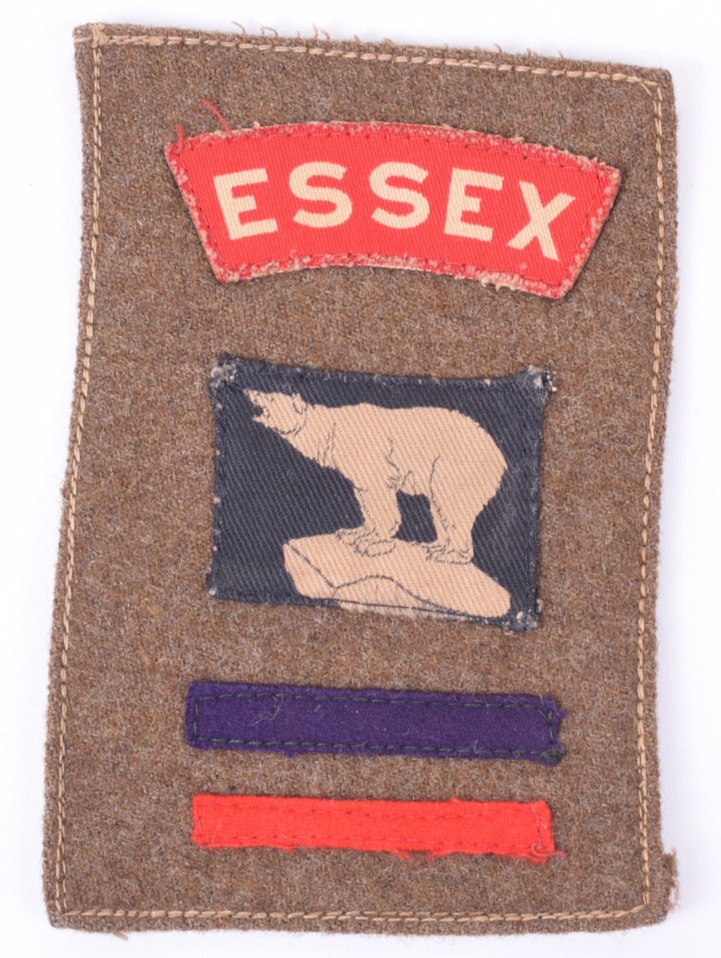 WW2 British Battle Dress Combination Insignia 49th West Riding Division 2nd Battalion Essex Regiment