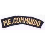 WW2 Middle East Commando Shoulder Title