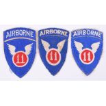 3x American 11th Airborne Division Tunic Patches