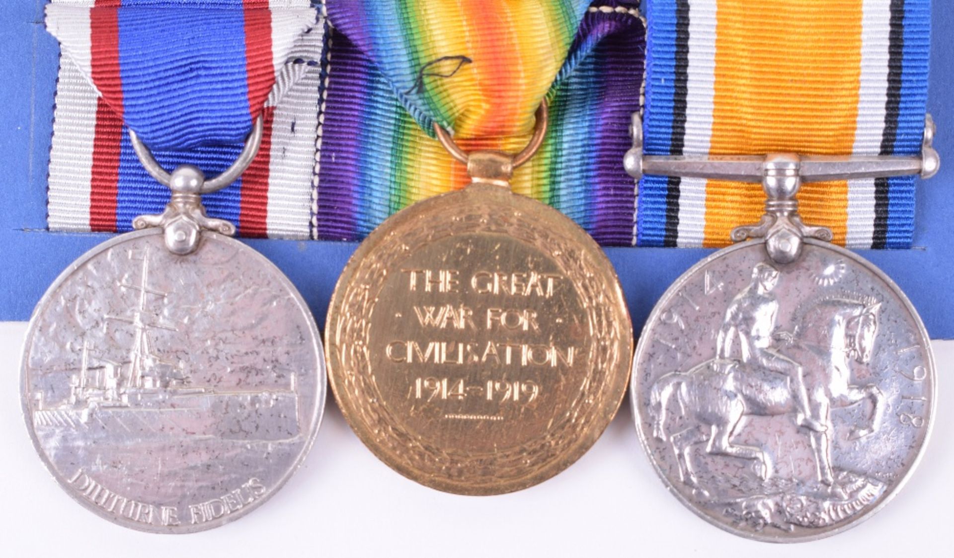 WW1 Royal Fleet Reserve Long Service Good Conduct Medal Group of Three - Image 3 of 5