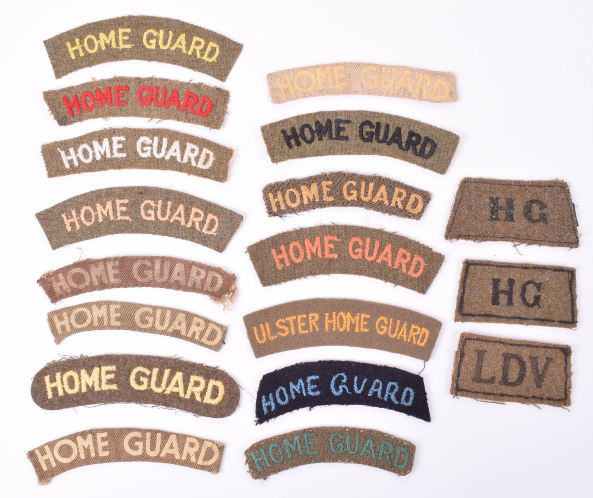 Selection of Home Guard Cloth Shoulder Titles