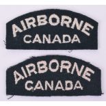 2x WW2 Airborne Canada Cloth Shoulder Titles