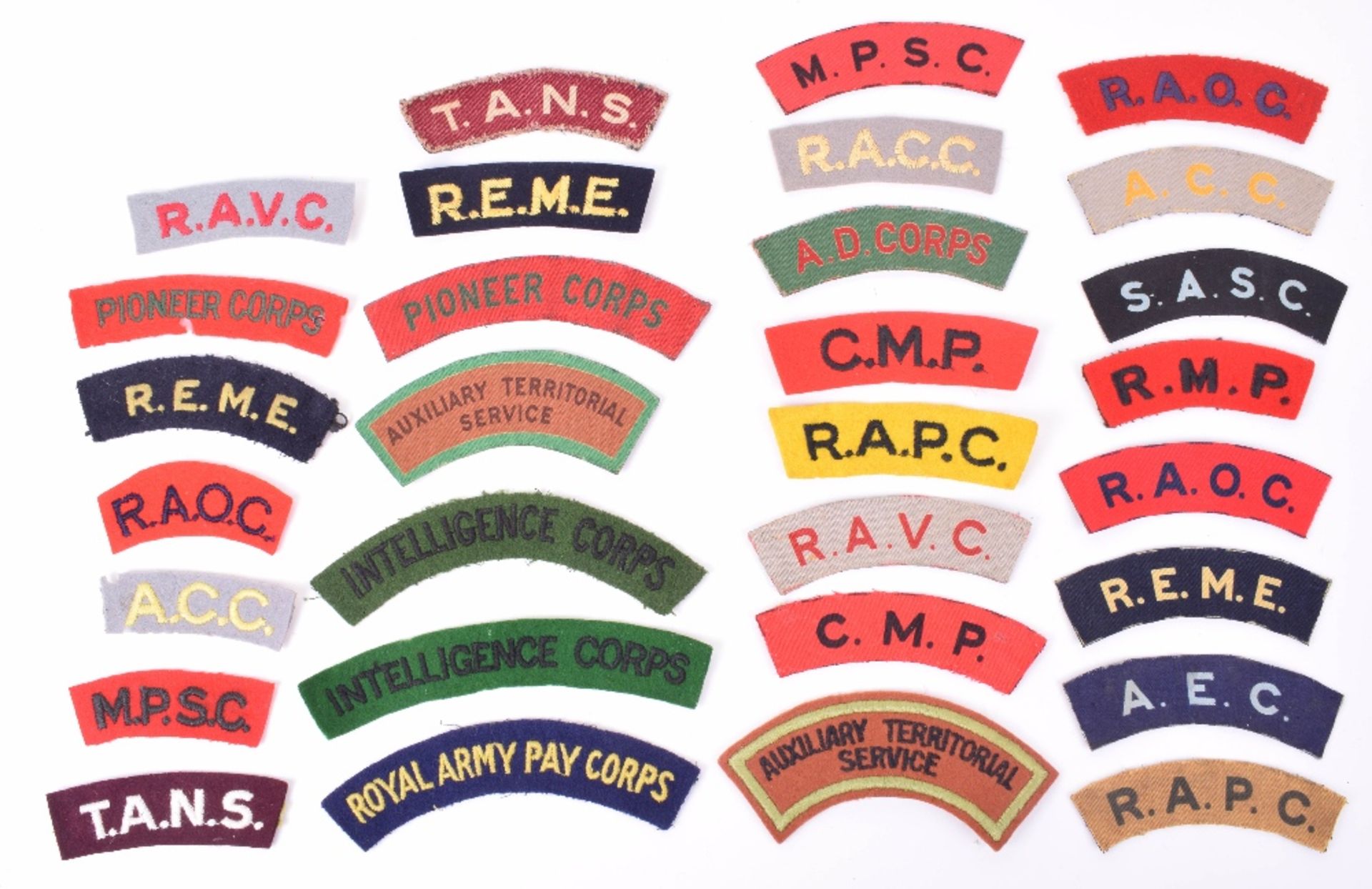 Quantity of Corps Cloth Shoulder Titles