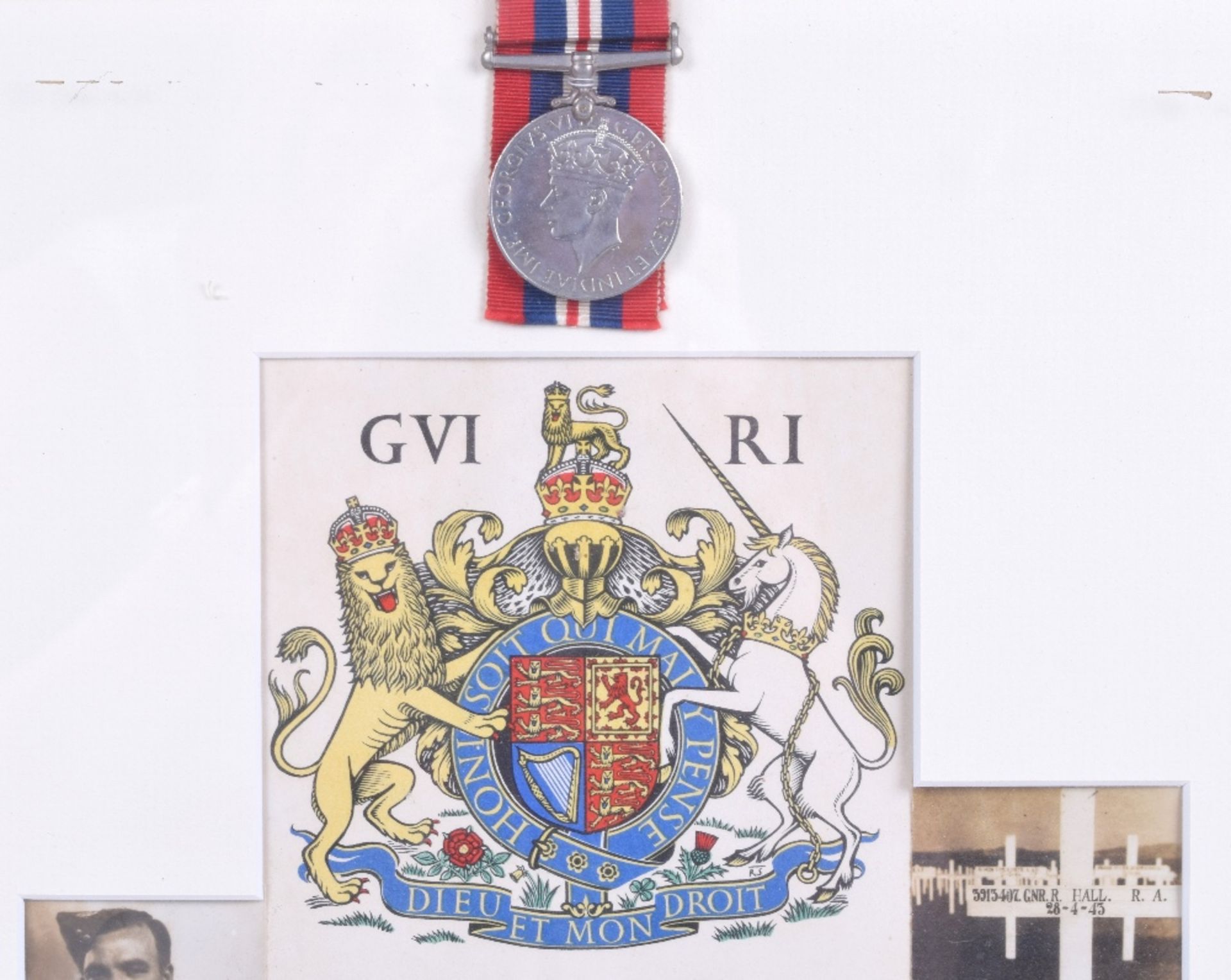 WW2 Royal Artillery Tunisia Campaign Casualty Medal Trio Awarded to Gunner Robert Hall, Royal Artill - Image 2 of 3