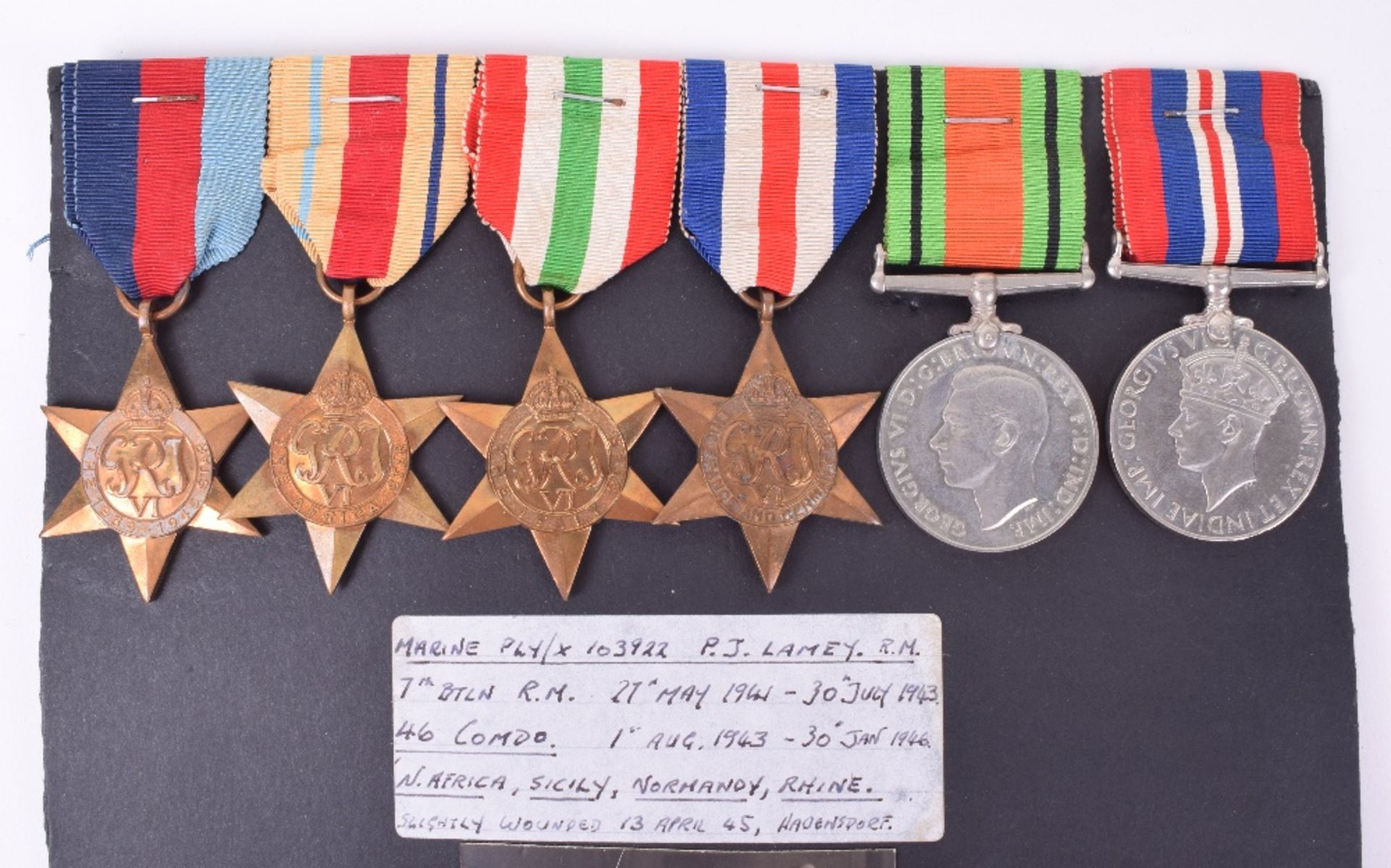 WW2 46th Commando Medal Group of Six Awarded to Marine Philip John Laney, Royal Marines, who was Sli - Image 2 of 4