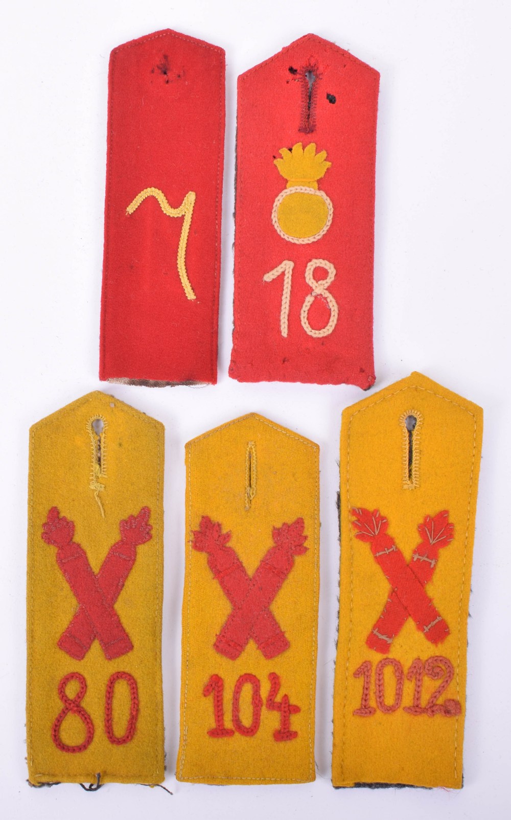 5x Foot and Field Artillery Enlisted Mans Shoulder Boards