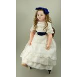 ‘Elizabeth’ a large poured wax shoulder head doll, English circa 1860,