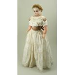 ‘Charlotte’ a poured wax shoulder head doll, probably by H.J Meech, English circa 1870,