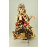 Wax over composition pedlar doll, German circa 1900,