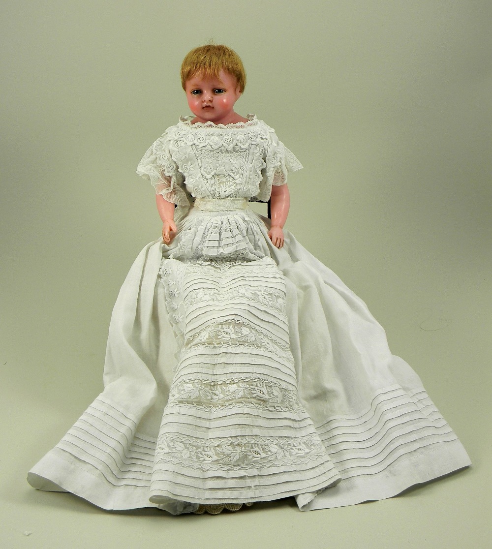 ‘Abigail’ a poured wax shoulder head doll by Pierotti, English circa 1870,