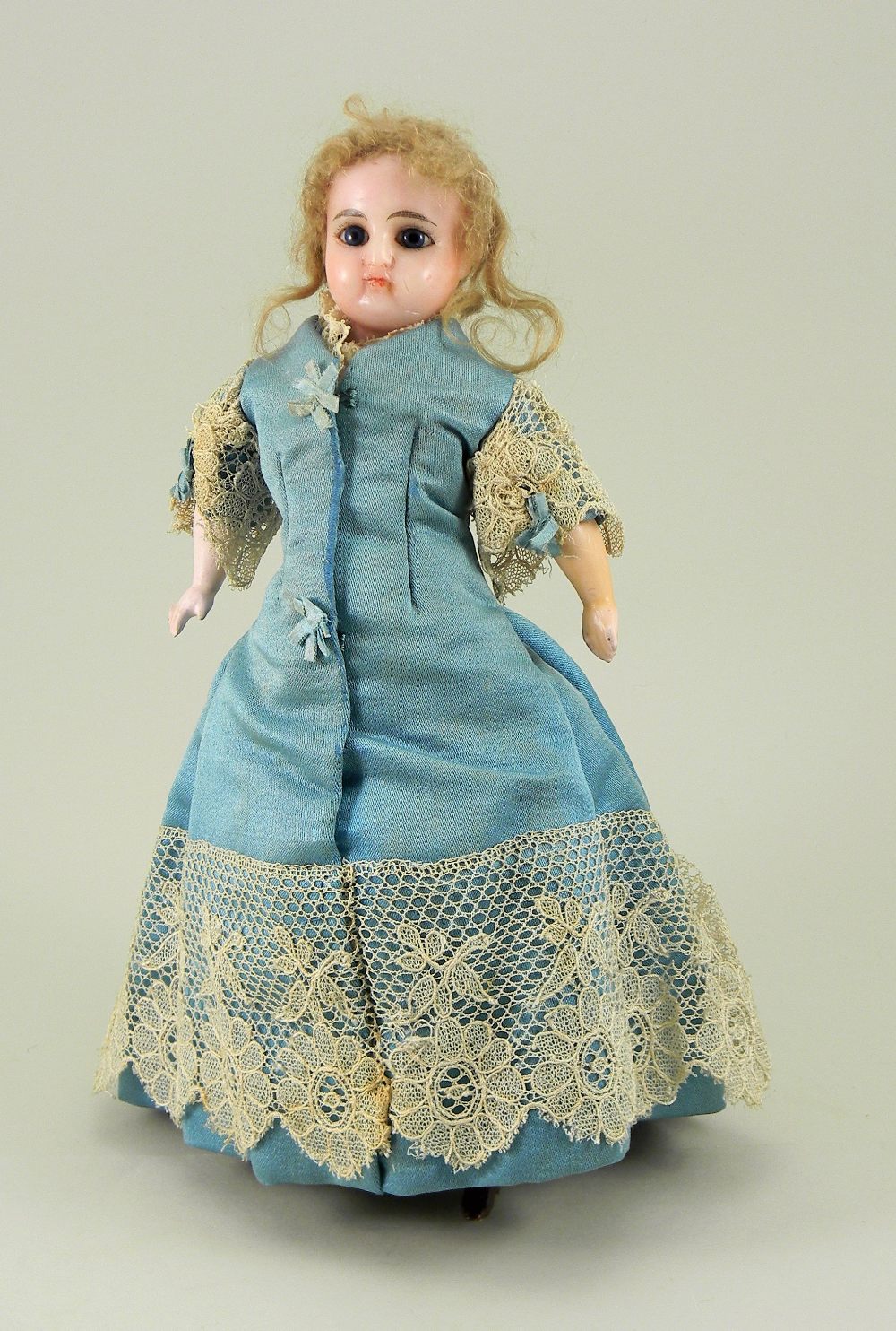 Wax over composition shoulder head lady doll, German circa 1860,