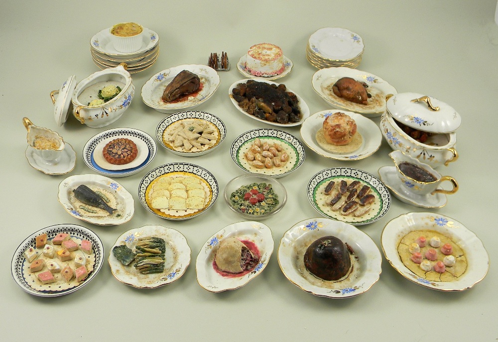 A collection of doll food,