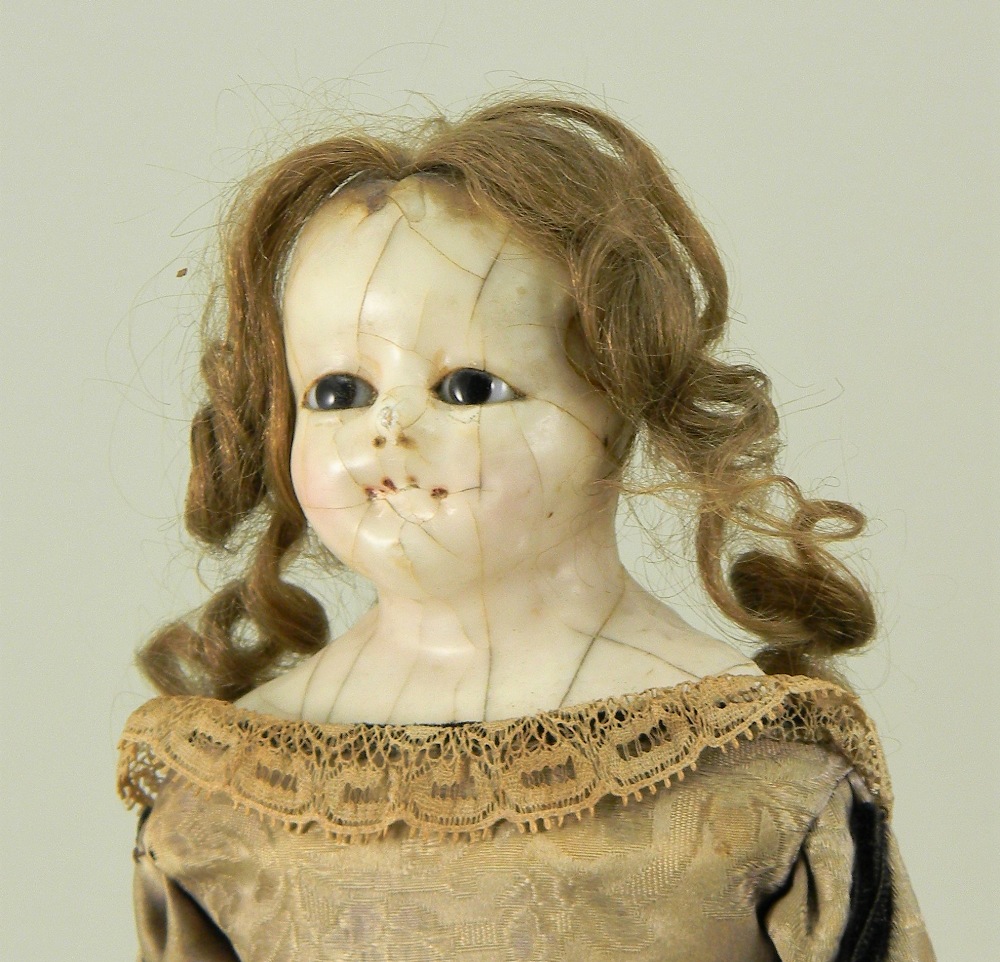 Wax over composition shoulder head doll, English circa 1860, - Image 2 of 2