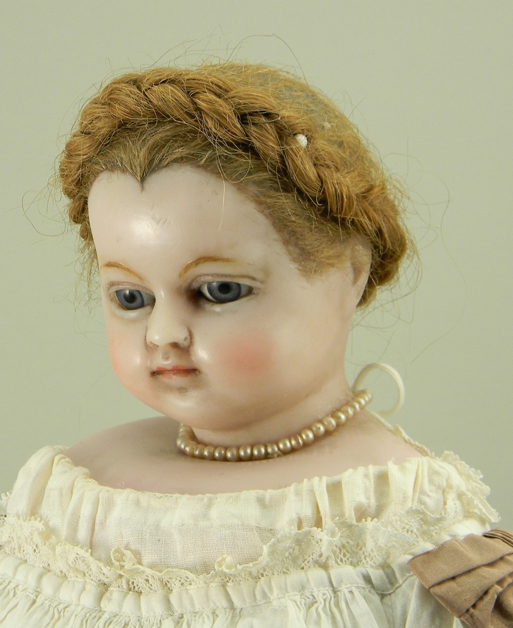 ‘Charlotte’ a poured wax shoulder head doll, probably by H.J Meech, English circa 1870, - Image 2 of 3