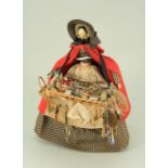 A good Grodnertal wooden pedlar doll, German circa 1820,