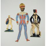 Hand painted cardboard figure of a Dancing Eastern Prince, probably English early/mid-19th century,
