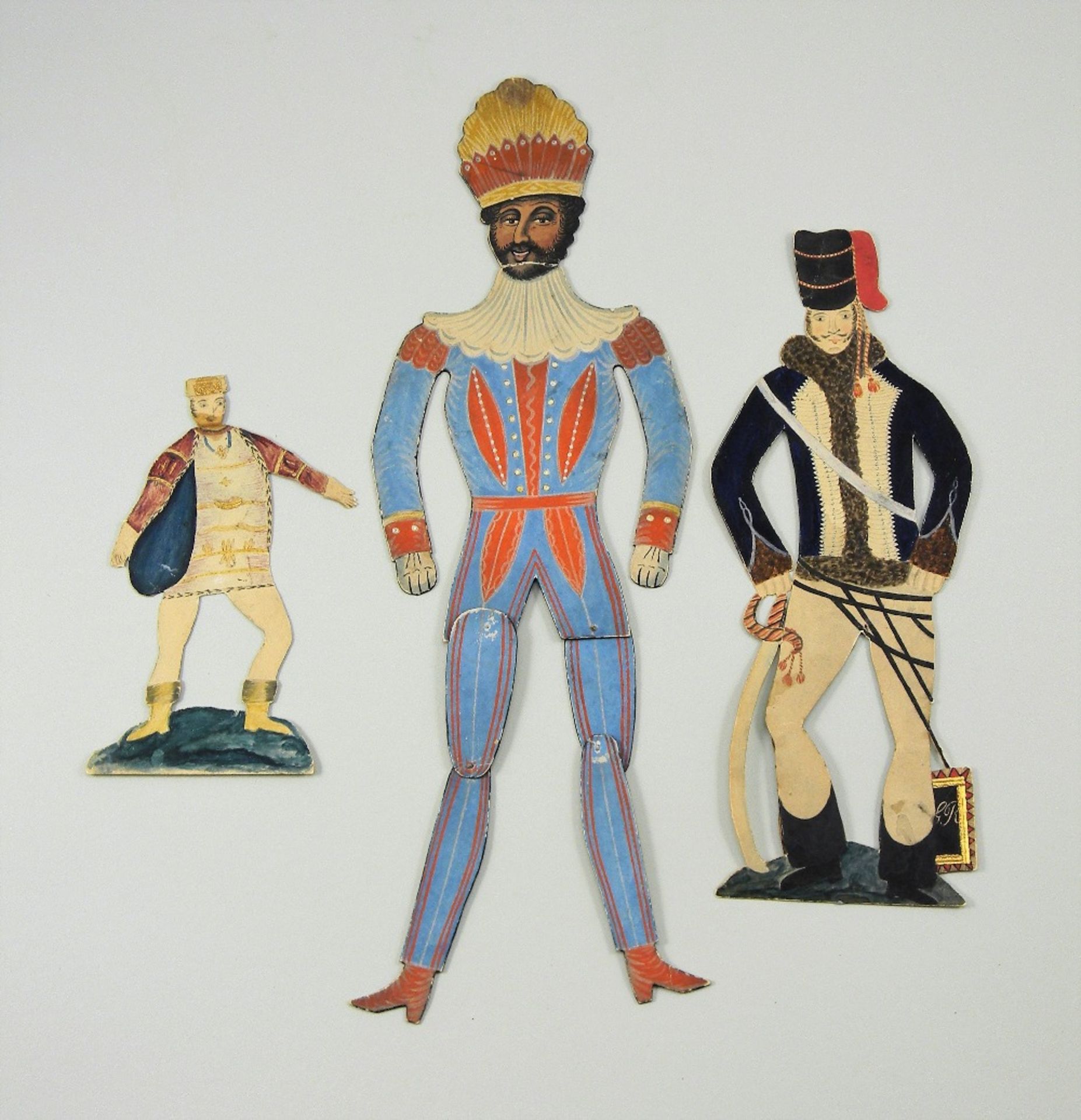 Hand painted cardboard figure of a Dancing Eastern Prince, probably English early/mid-19th century,