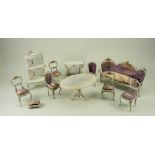 Rare set of Rock and Graner painted metal dolls house furniture, German circa 1870’s