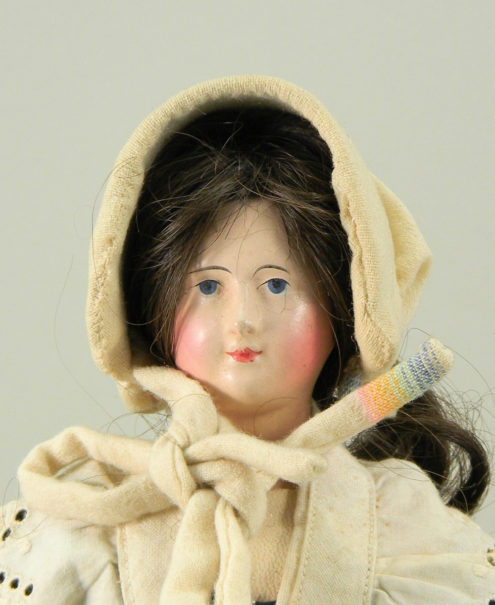 Early papier-mache shoulder head doll, French circa 1850, - Image 2 of 2