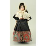 Early papier-mache shoulder head doll, French circa 1850,