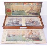 A Life on the Ocean Wave, a good triple double sided wooden Jigsaw puzzle, by Thomas Nelson and Sons