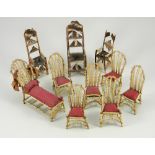 Suite of early feather Dolls House furniture, English circa 1800,