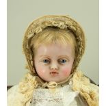 ‘Martha’ a poured wax shoulder head doll by Pierotti, English circa 1860,