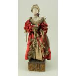 Rare and early papier-mache Court lady doll with string pull-mechanism, French circa 1800,