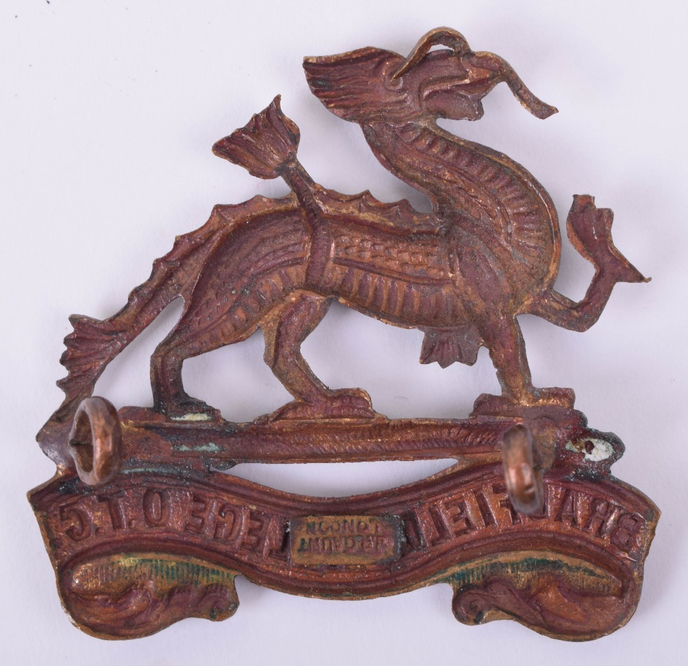Post 1926 Bradfield College OTC Bronze Cap Badge - Image 2 of 2
