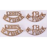 Brass Shoulder Titles of West Yorkshire Regiment Interest