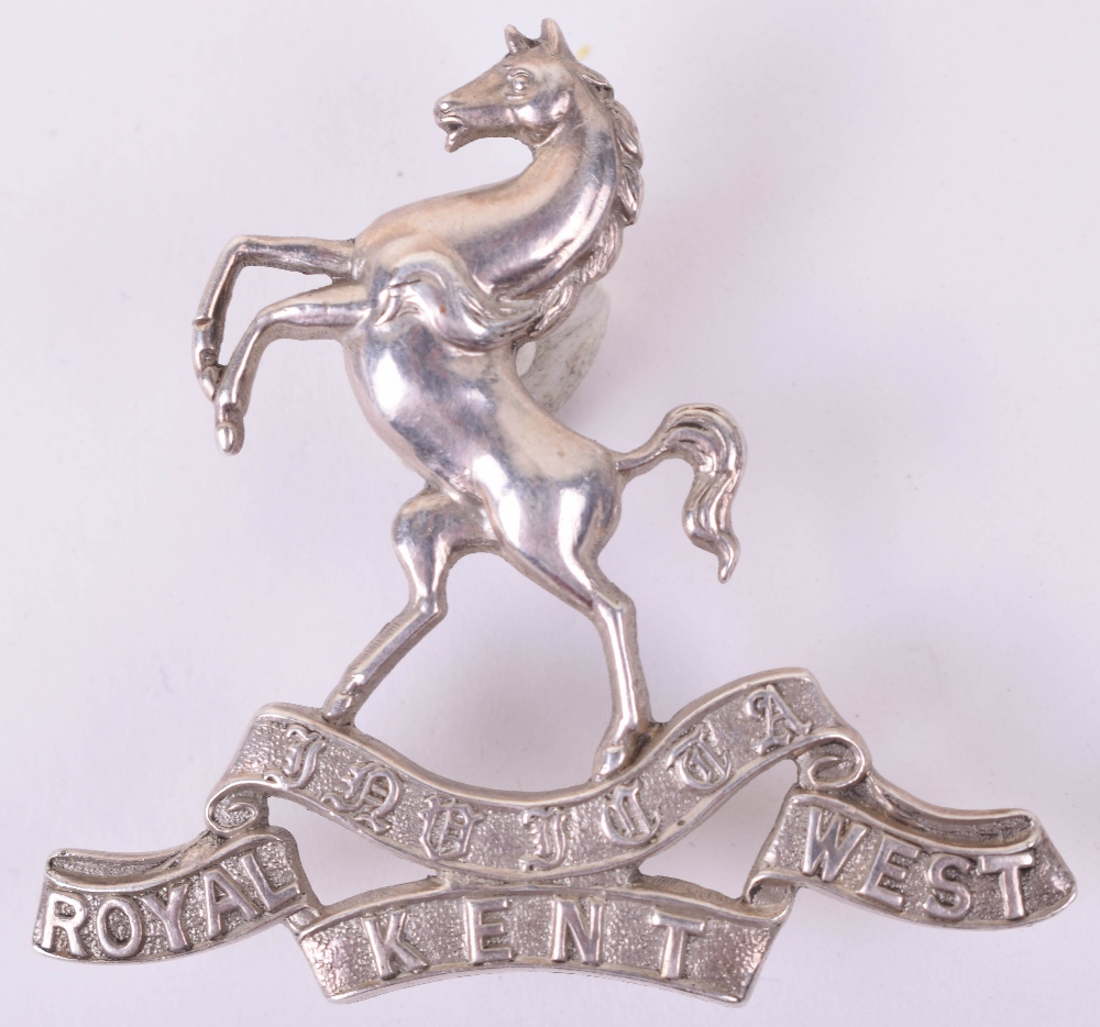 Hallmarked Silver Royal West Kent Regiment Officers Cap Badge