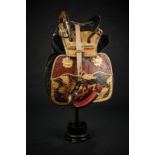 A beautiful and rare kura (saddle) with abumi, saddle-pad and side protection