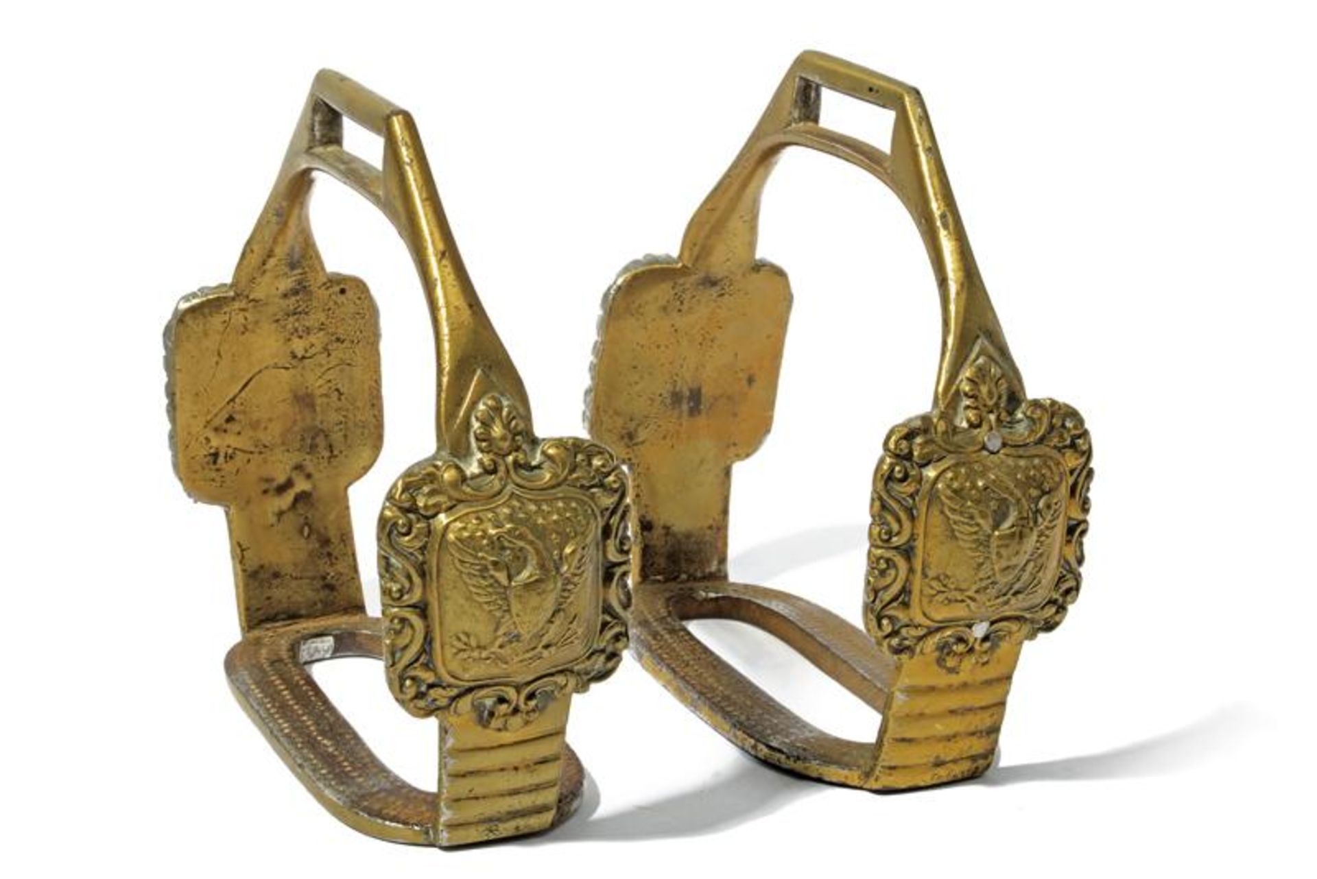 A pair of bronze stirrups