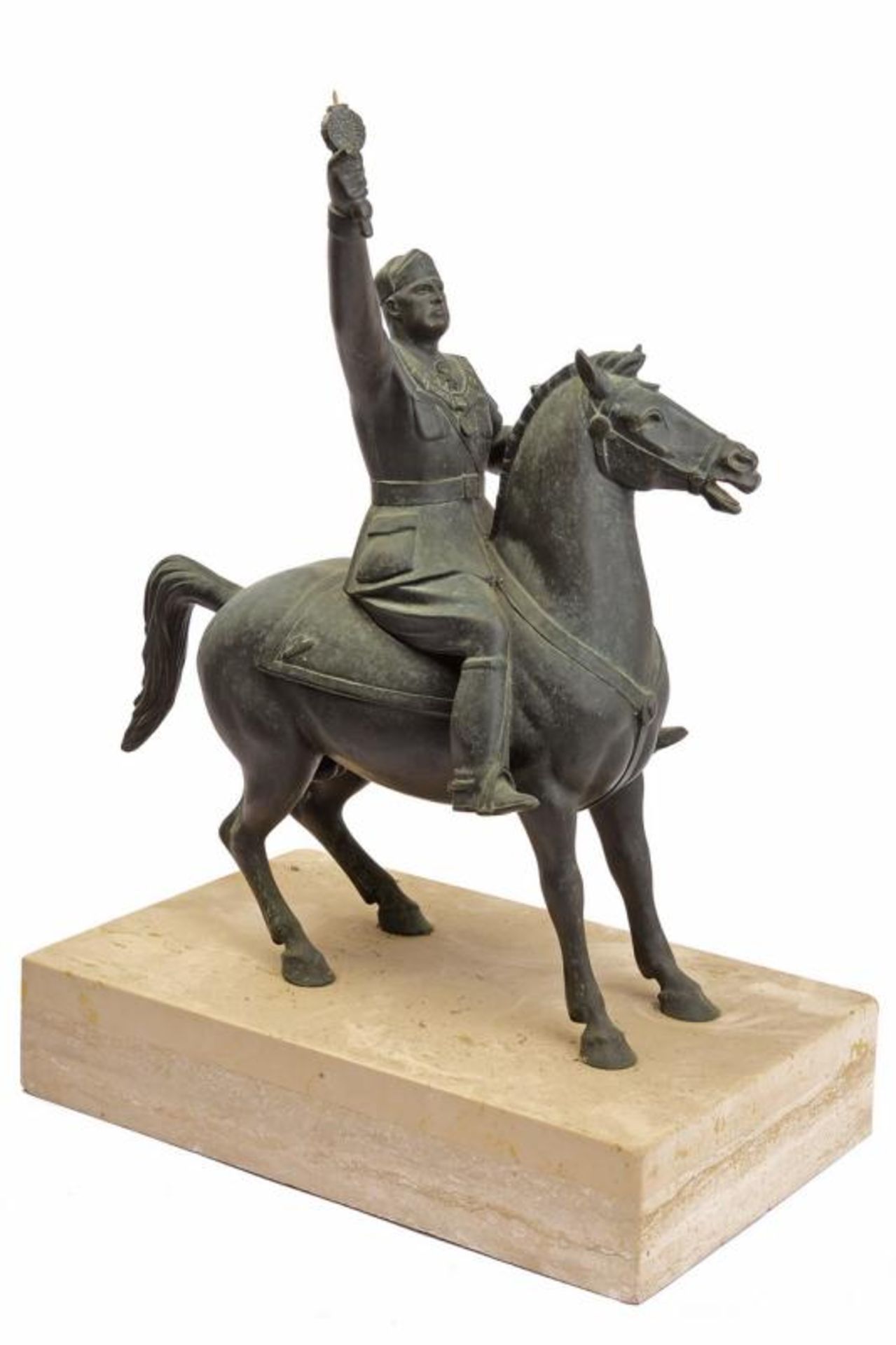 A rare portray of Duce on horseback