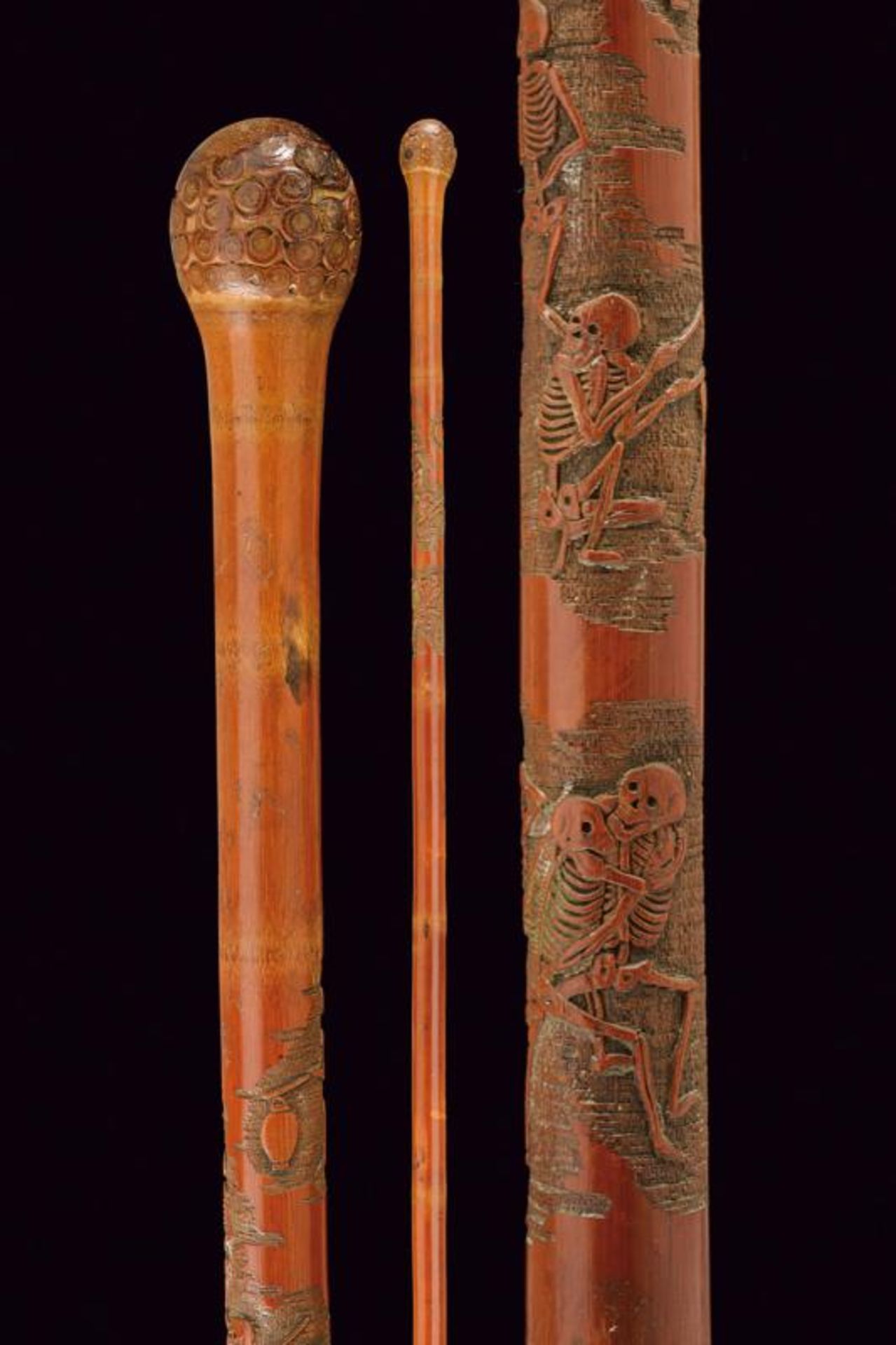 A carved walking stick